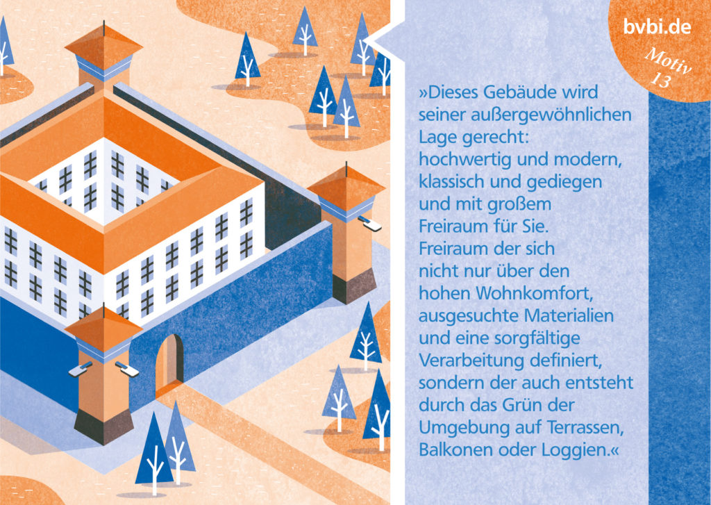 BVBI-Postkarte Motiv 13 »Dieses Gebäude wird seiner außergewöhnlichen Lage gerecht: ...«